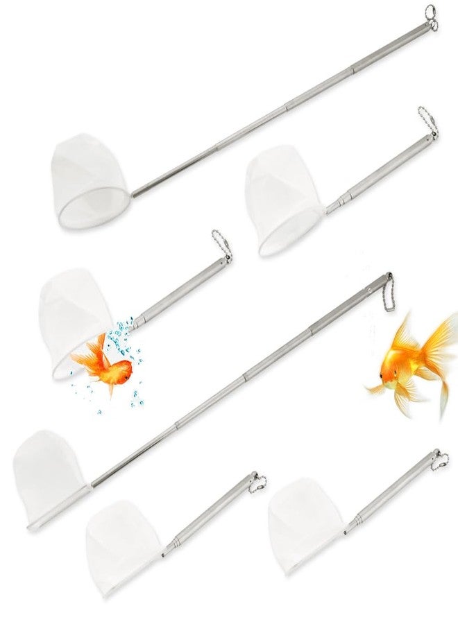 DQITJ 6 Pcs Fish Net for Fish Tank Extendable Stainless Steel Handle Small Tank Tool for Shrimp Bettas Brine (Square and Round) - Image 1